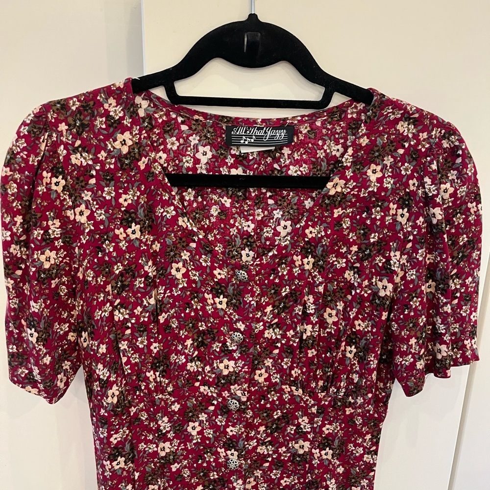 All That Jazz Women’s Vintage Cottagecore Floral Short Sleeve Prairie Dress - Picture 3 of 8